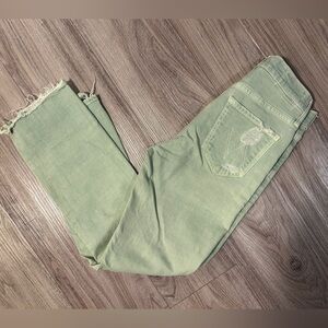 MOTHER Straight Leg Jeans in Light Sage Green